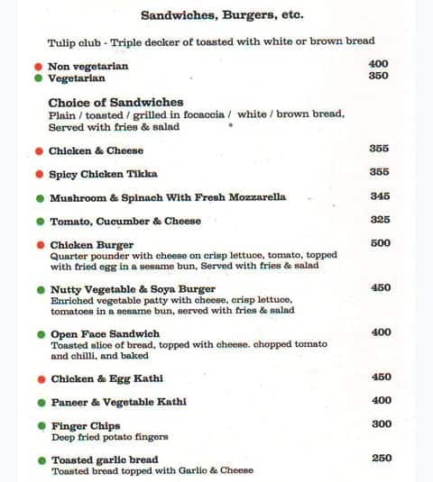 Marigold Restaurant menu