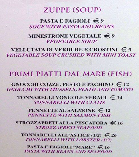Menu di Osteria Dell'Alloro 