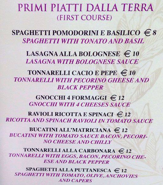 Menu di Osteria Dell'Alloro 