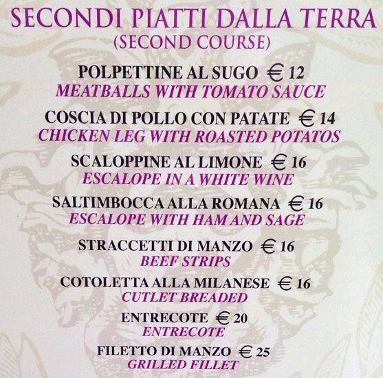 Menu di Osteria Dell'Alloro 