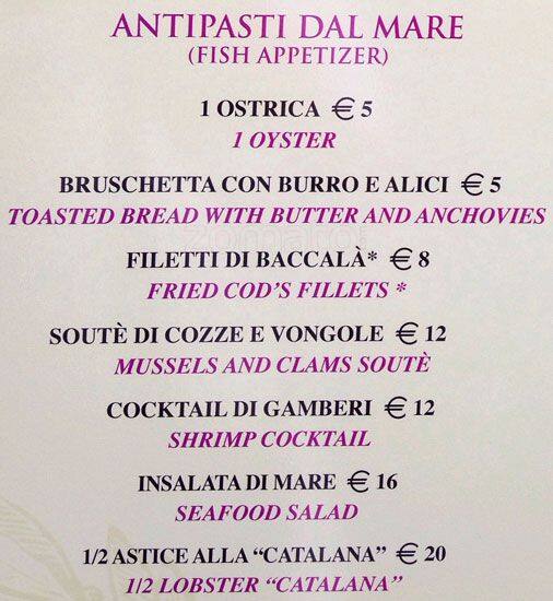 Menu di Osteria Dell'Alloro 