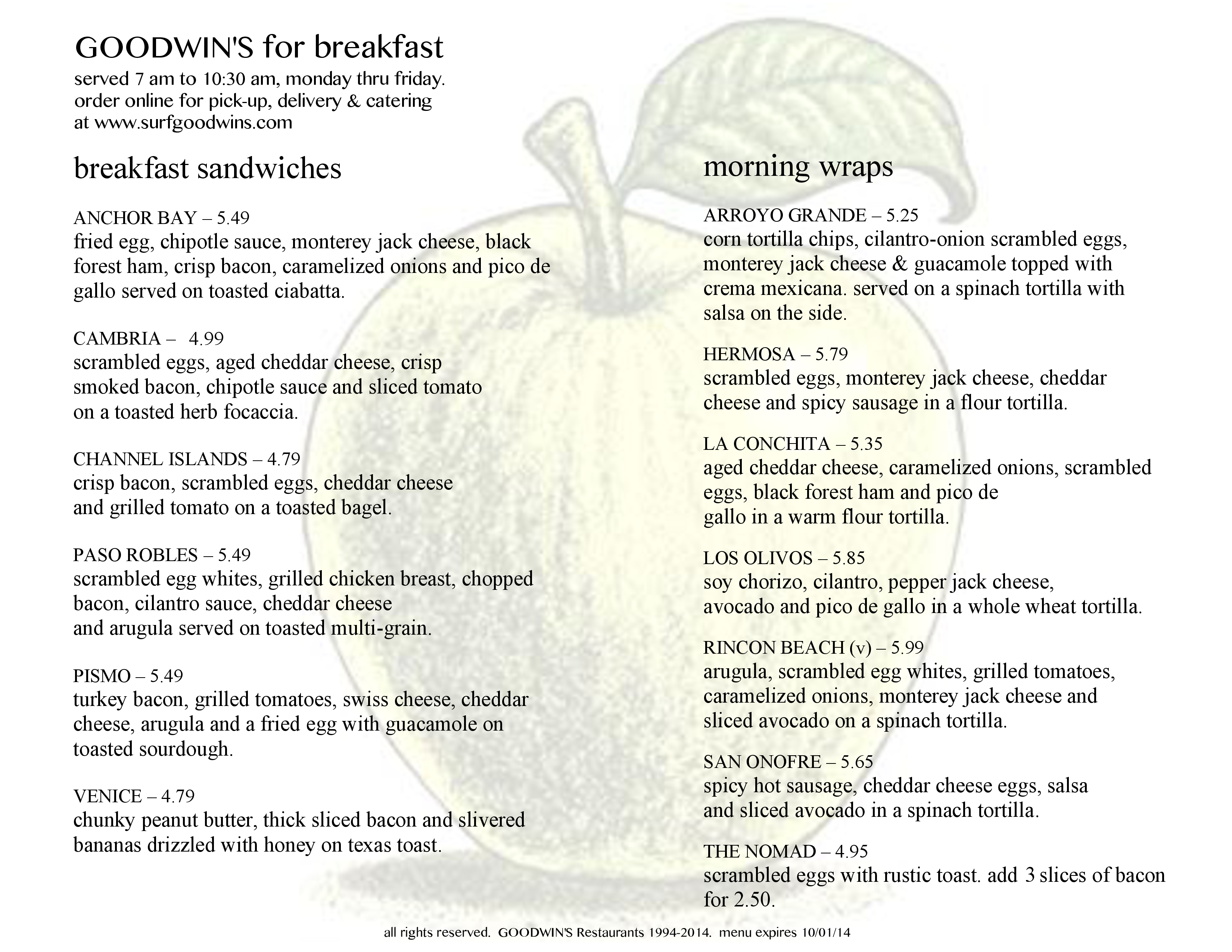 Goodwin's Menu, Menu for Goodwin's, Loop, Chicago Urbanspoon/Zomato