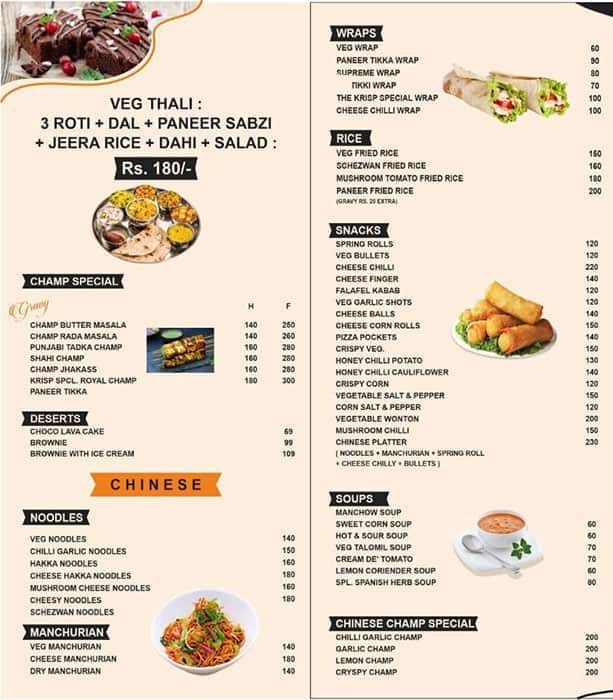 Menu of The Krisp Cafe, Shastri Nagar, Ludhiana
