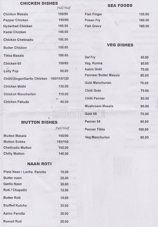 Classic Fast Food menu