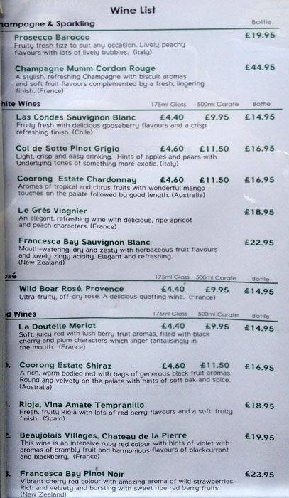 Tang's menu