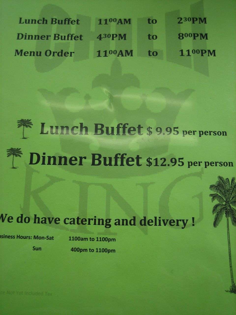 Chilli King Restaurant Menu, Menu for Chilli King Restaurant, Aberdeen