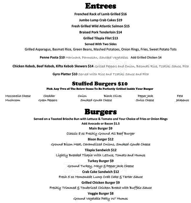 Menu at Olive On Main pub & bar, Laurel