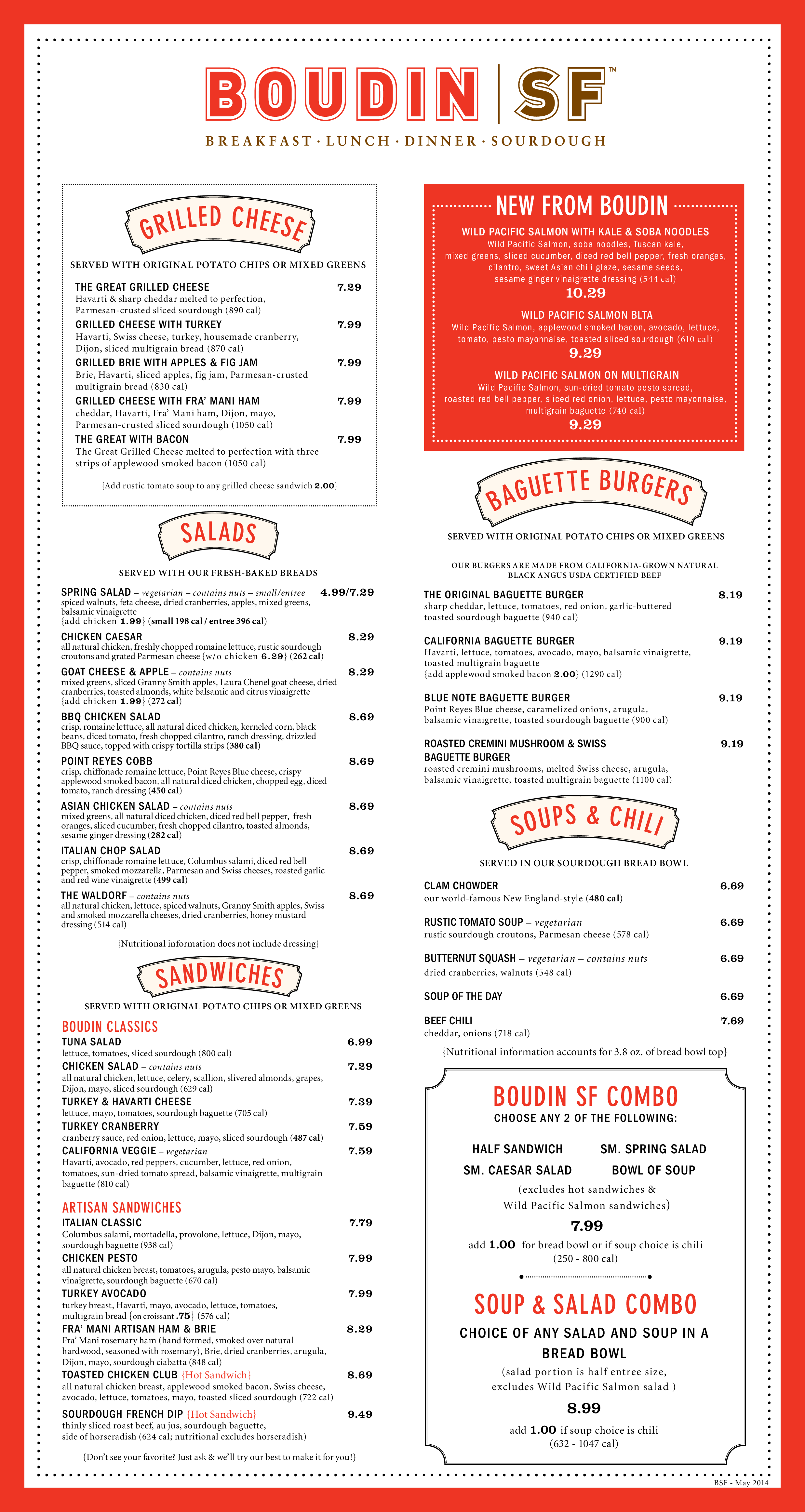 Boudin SF Menu, Menu for Boudin SF, Vacaville, Sacramento Urbanspoon