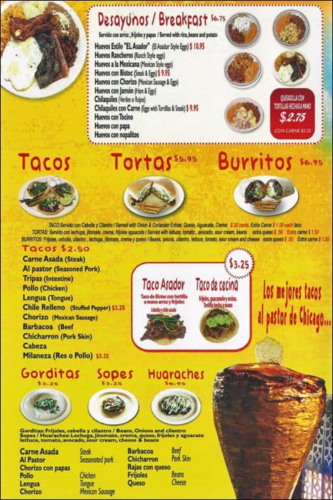 el asador mexican food menu