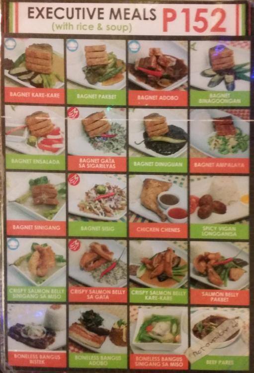 Menu at restaurant, Makati