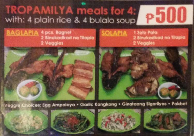 Menu at restaurant, Makati