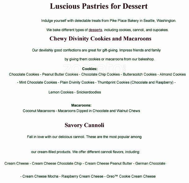 Carta de Pike Place Bakery