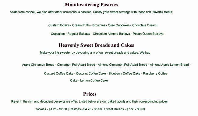 Carta de Pike Place Bakery