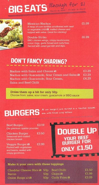 Menu At Hollywood Bowl Pub Bar London Menu At Hollywood Bowl Pub Bar London