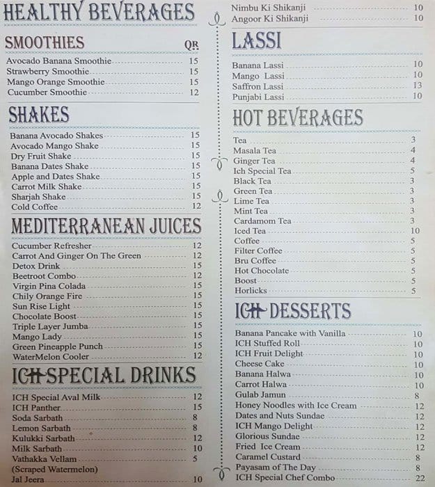 Indian Coffee House Menu, Menu for Indian Coffee House, Al Doha Al