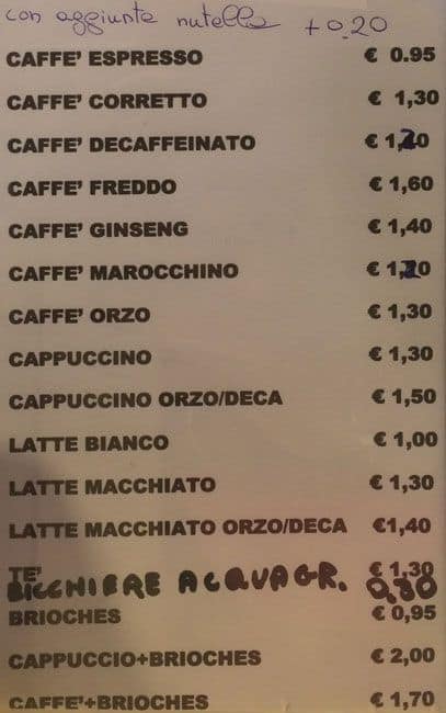 Menu di Bakery & Coffee – LOCATELLI 