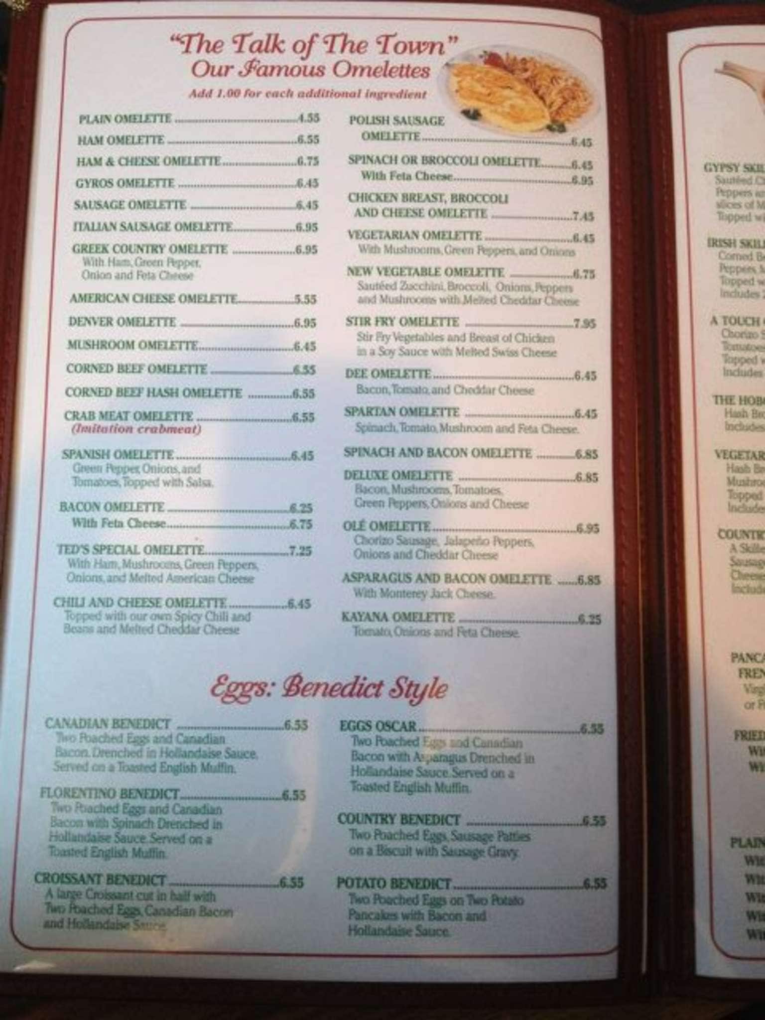 Menu at Ted's Family Restaurant, Calumet City