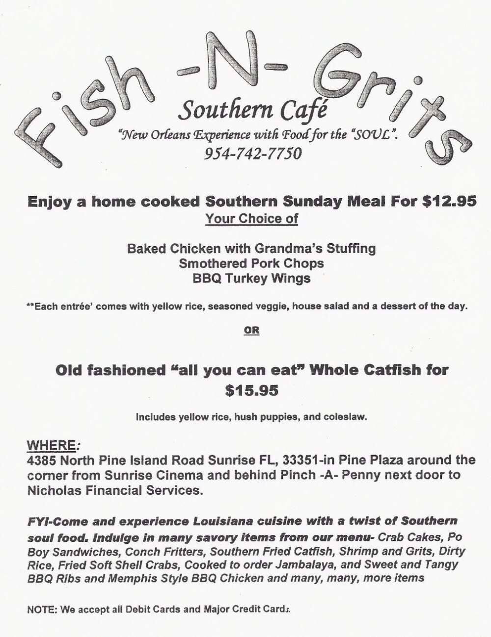 Fish N Grits Southern Cafe Menu Urbanspoon/Zomato