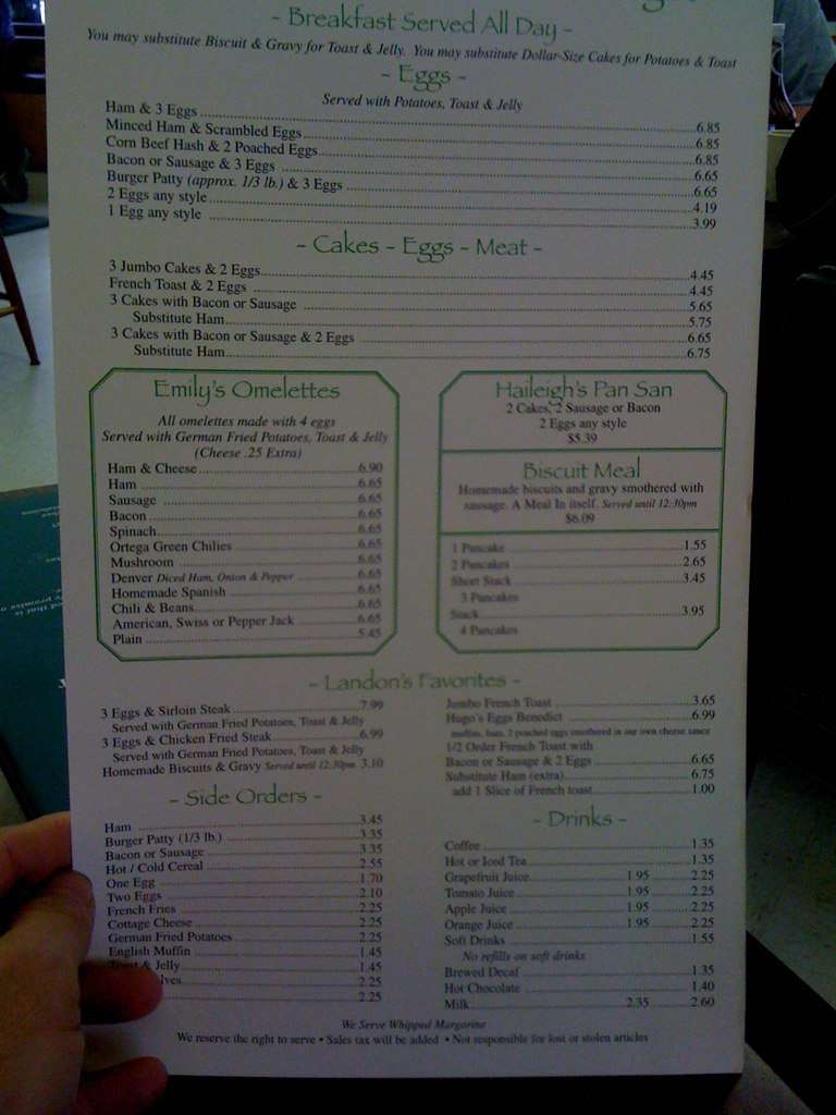 Menu at Hugo's Family Restaurant, Claremore, Archer Dr