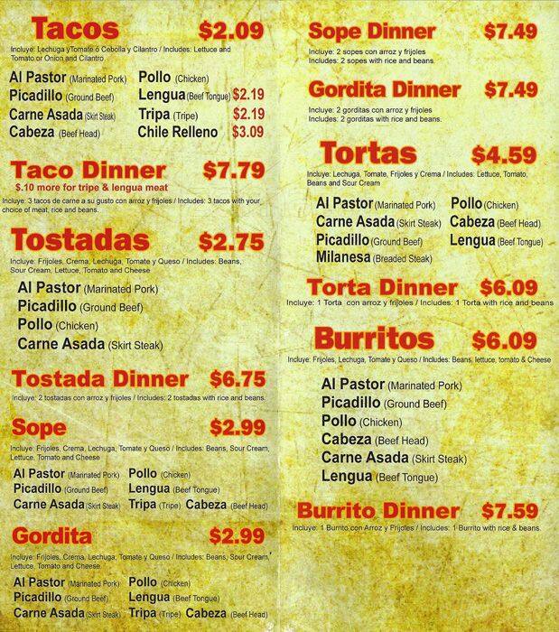 El Burrito Amigo Menu Menu For El Burrito Amigo Belmont Cragin Chicago