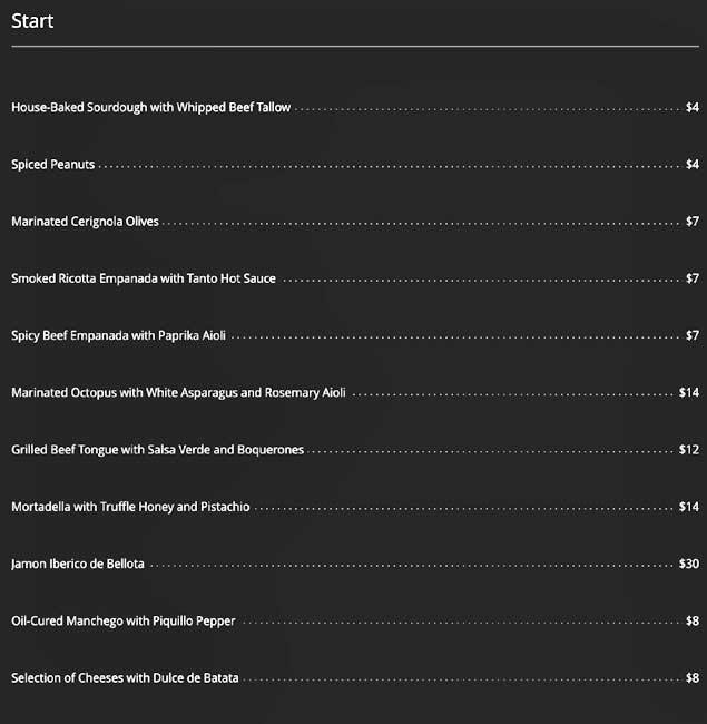 Tanto menu