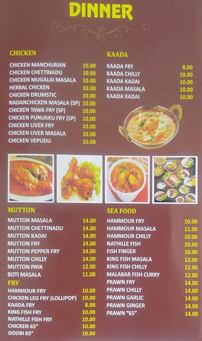Menu at Chennai South Indian Restaurant, Abu Dhabi