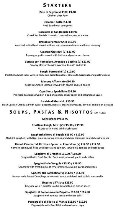 Giorgio menu