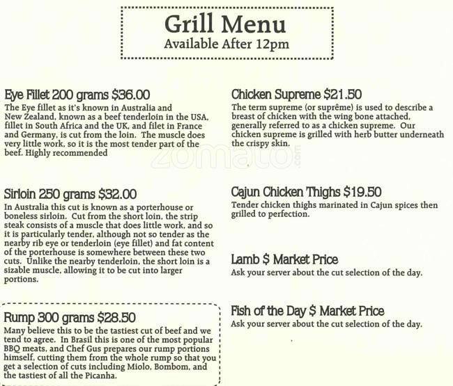 Menu at Seaside Grill cafe, Auckland, 268 Hibiscus Coast Highway