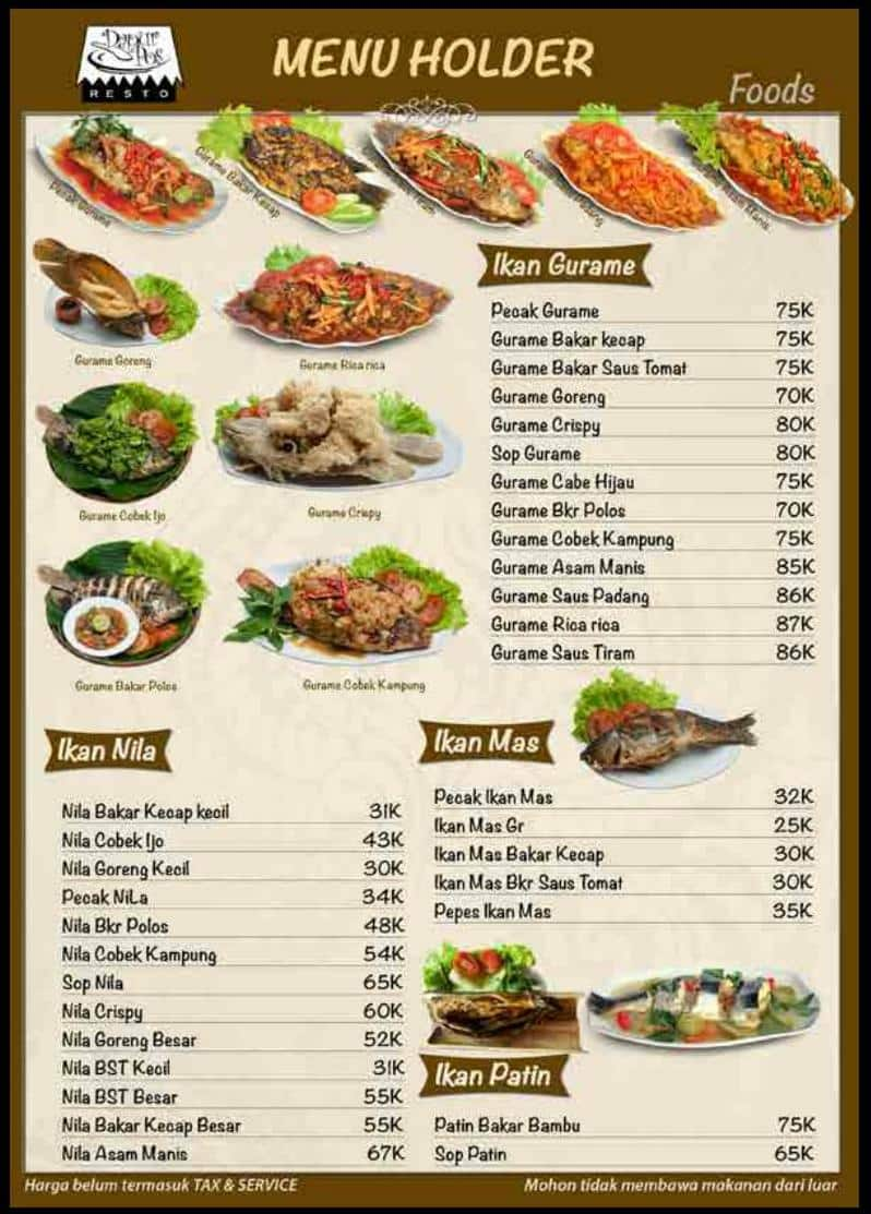 Menu at Dapur Pos Resto restaurant, Tangerang, Jl. Swadaya No.1