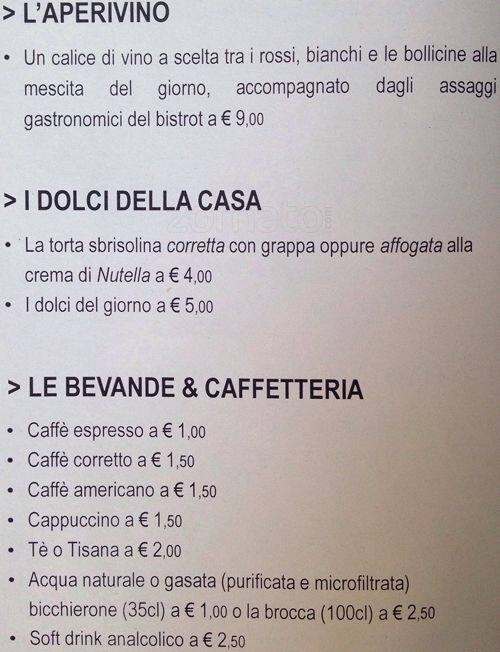 Menu di Vinosfera 