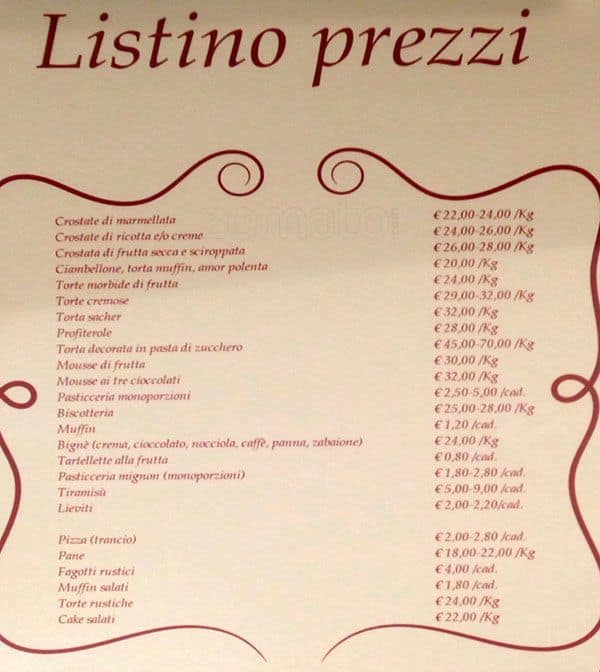 Menu di Sans De Blé - Pasticceria senza glutine e senza lattosio 