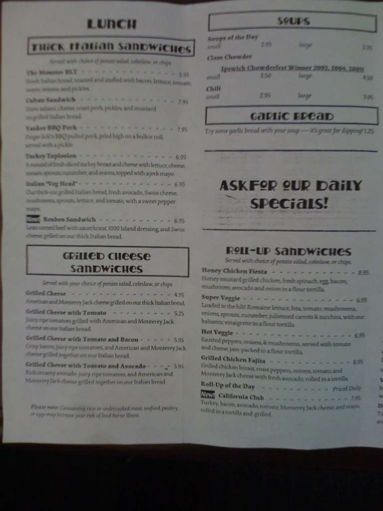 Stone Soup Cafe Menu, Menu for Stone Soup Cafe, Ipswich, Boston