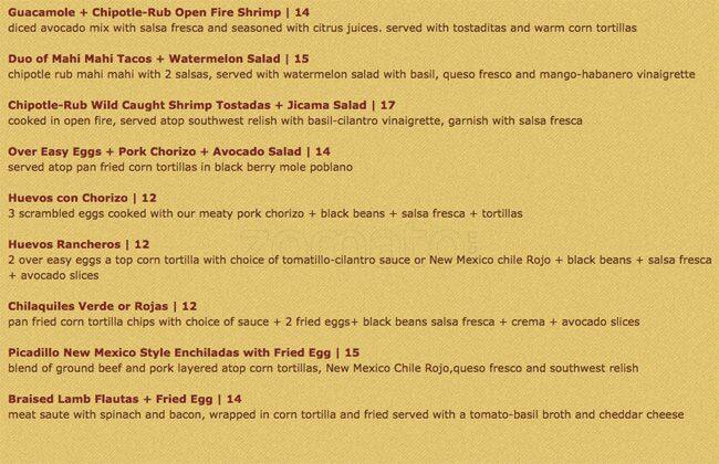 Menu at Posada desserts, Livermore