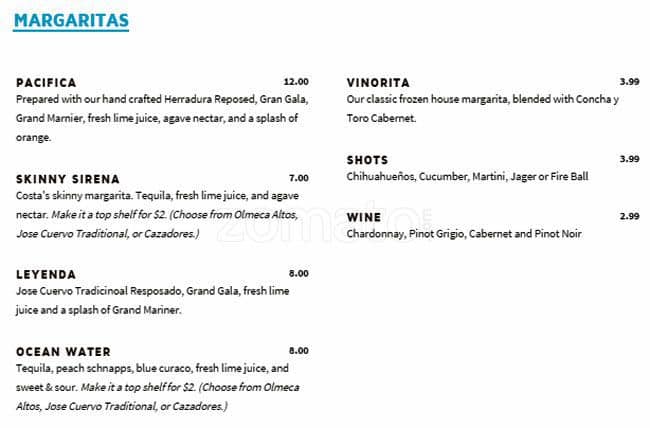 Costa Pacifica Menu For Shavano Park San Costa Pacifica Menu