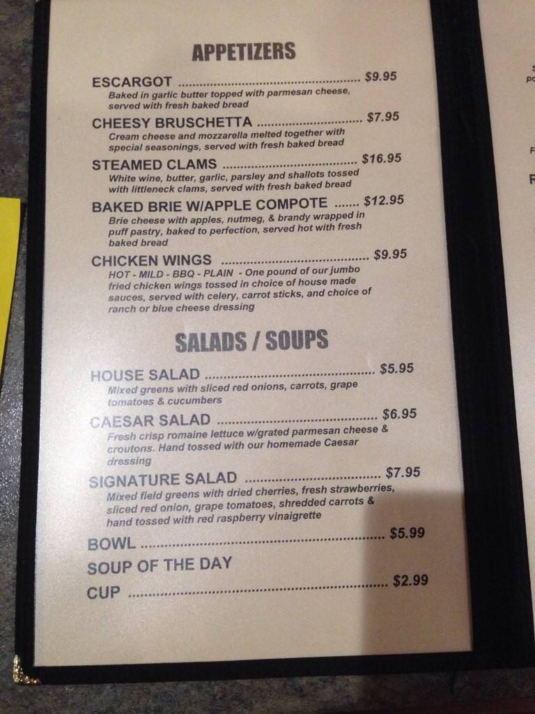 Menu at The Cave steakhouse, Delta Junction