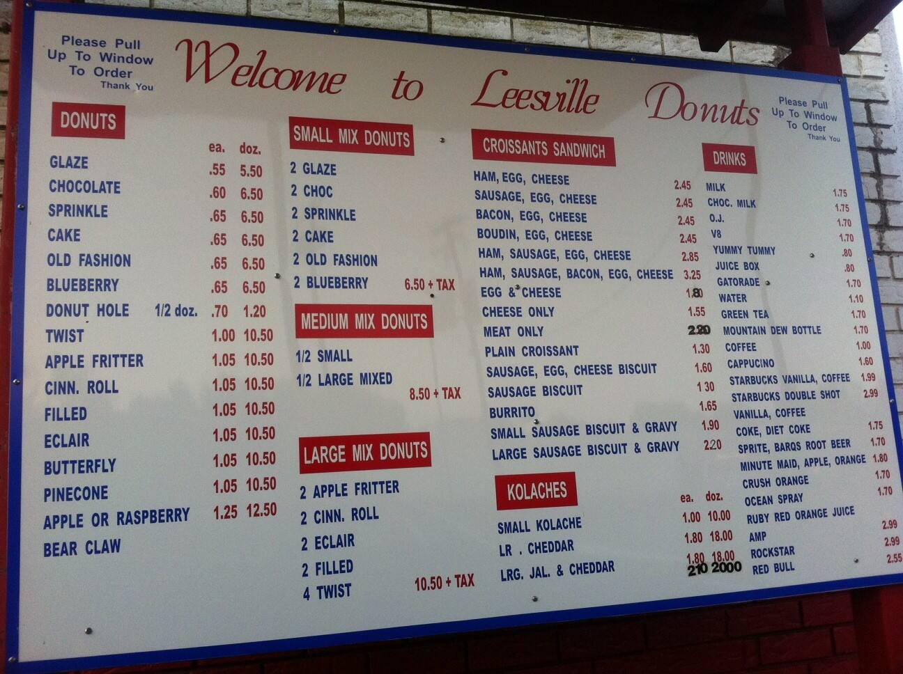 Leesville Donuts Menu, Menu untuk Leesville Donuts, Leesville