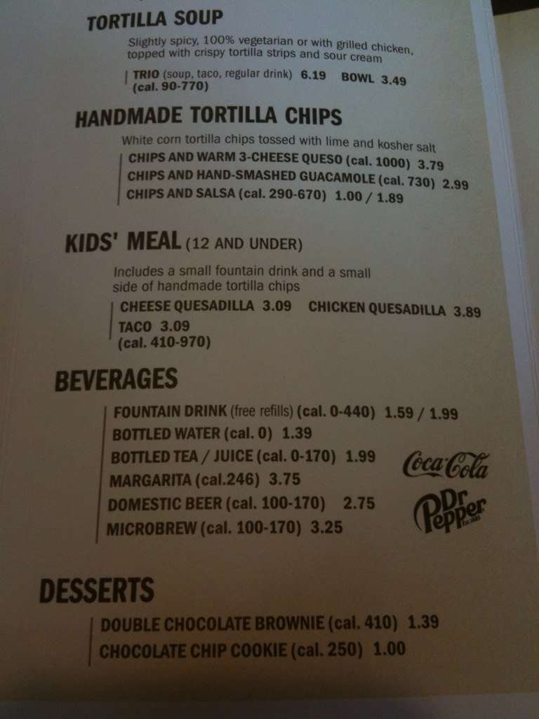 Menu at Qdoba fast food, Corvallis