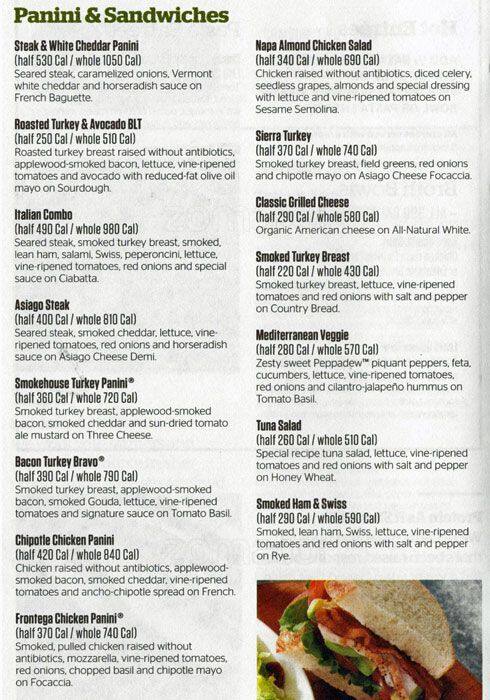 Carta de Panera Bread