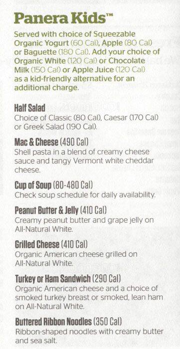 Carta de Panera Bread