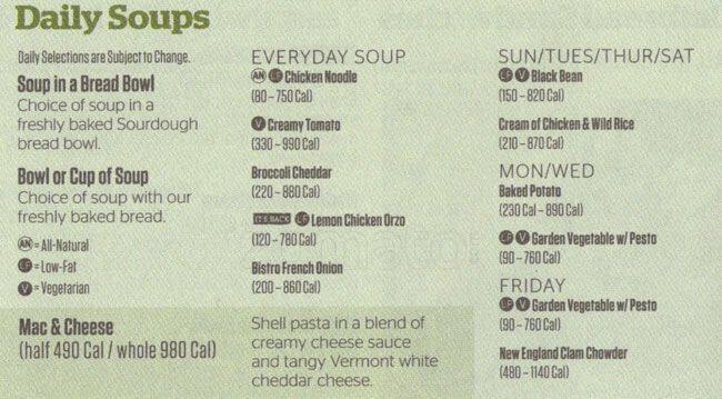 Carta de Panera Bread