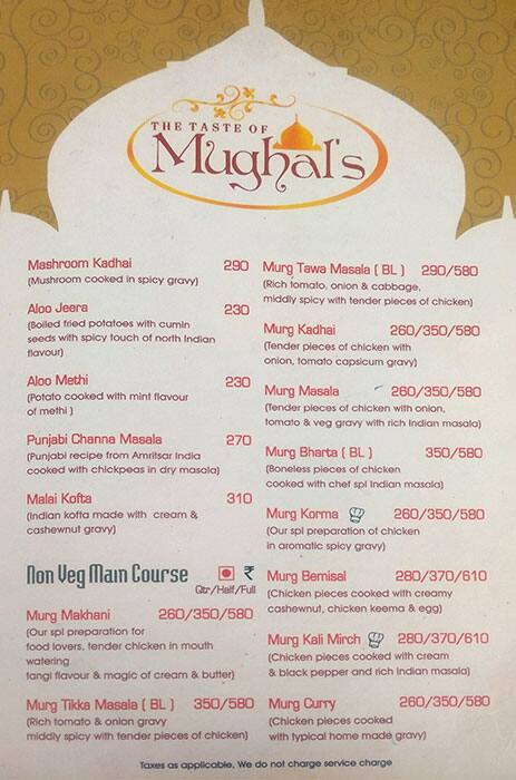 Menu At The Taste Of Mughals Gurugram K 14