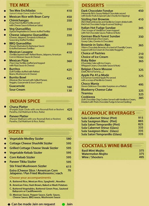 Relish International Veg Cuisine menu