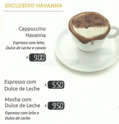 Havanna Café - Shopping Ibirapuera cardápio