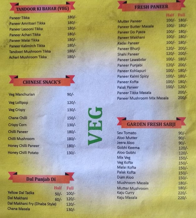 Singh Restaurant menu