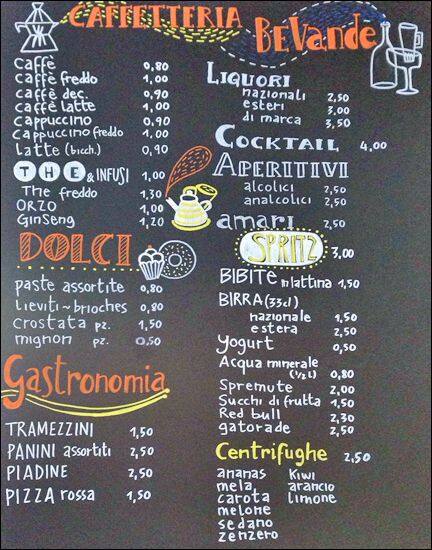 Menu di Bar Quattro Venti 
