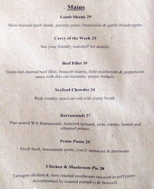 Menu at Little Guildford cafe, Guildford