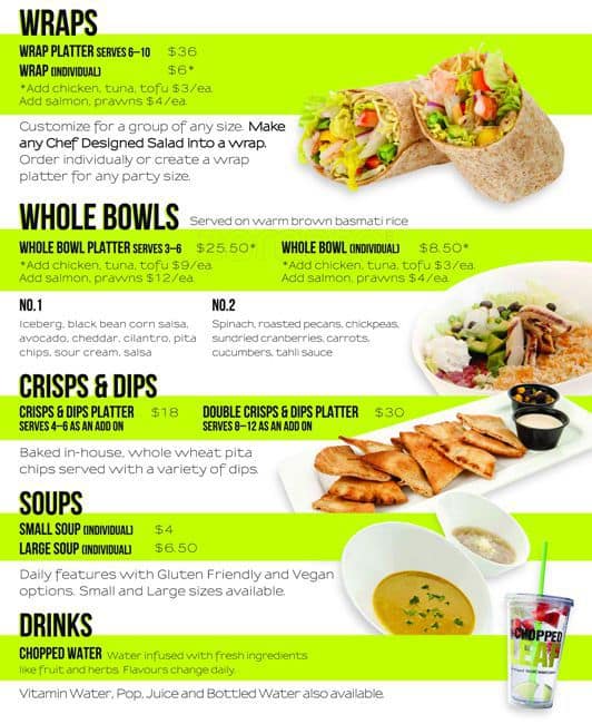 Menu at Chopped Leaf fast food, Airdrie, 35 MacKenzie Way SW 4101