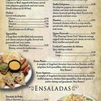 Angelinas Mexican Restaurant Menu Angelinas Mexican Restaurant Menu