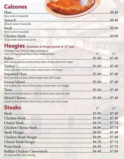 Menu at Palermo's Pizza pizzeria, Lansdale