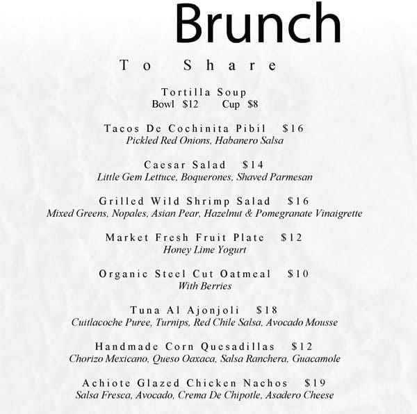 Menu at The Anasazi Restaurant & Bar, Santa Fe